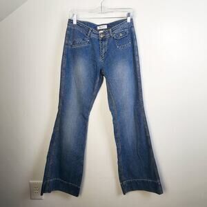 Jill Stuart Mid-Rise Flared Cotton Denim Jeans Size 8 Basic Everyday 90s Y2K
